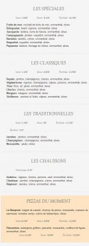 Menu Pizzas Grand - Les pizzas suite