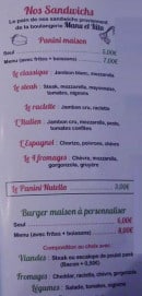 Carte et menu de La Famiglia à Clerieux — Sandwiches