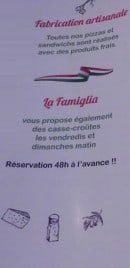Carte et menu de La Famiglia à Clerieux — Informations
