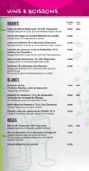 Menu Le chaudron Gourmand - Vins et boissons