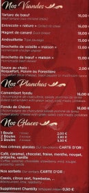 Menu Cote Cours - Viandes, planches, glaces