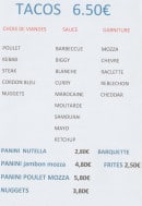 Menu Pizza Montoiz - Les tacos