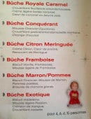 Carte et menu de Honorin boulangerie à Portes les Valence — Les bûches