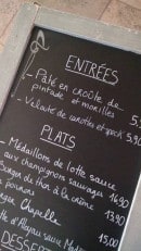 Menu La Chapelle - Extrait de menu