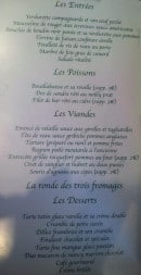 Menu La voie verte - Entrées, poisson, viandes,...