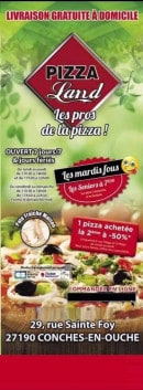 Menu Pizza Land - Carte et menu Pizza Land Conches en Ouche