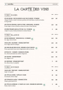 Menu La Belle Équipe - La carte des vins