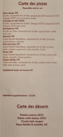 Menu Una pizza di napoli - les pizzas et desserts