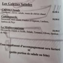 Menu La Crêpe d'Or - Les galettes  salades