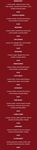Menu La Crêpe dans le Bec - Coupes 