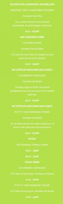 Menu La Crêpe dans le Bec - Vins blancs 