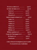 Menu La Crêpe dans le Bec - Apéritifs