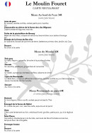 Carte et menu de Le Moulin Fouret à Treis-Sants-en-Ouche — Les menus