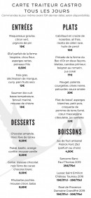 Carte et menu de Le Moulin Fouret à Treis-Sants-en-Ouche — La carte traiteur