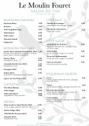 Carte et menu de Le Moulin Fouret à Treis-Sants-en-Ouche — La carte du salon de thé