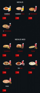 Menu Délices Pizza - Les menus