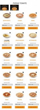 Menu Allo pronto pizza - Les pizzas tomates