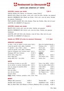 Menu La Savoyarde - Les apéritifs et tapas