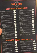 Menu Bar à Pizz' - La carte
