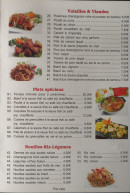 Menu Mandarin Garden - Les volailles & viandes, plats spéciaux, ...
