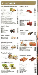 Menu Sushi kyodai - Le menu à la carte