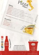 Menu Pizza Milano - Les menus, desserts, boissons et glaces