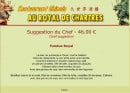 Menu Royal de Chartres - les suggestion du chef