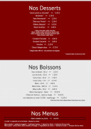 Menu Américan Pizza - Les desserts, boissons et menus