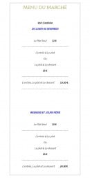Menu Le Plat D'Etain - Le menu du marché 