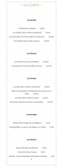 Menu Le Plat D'Etain - Les entrées, poissons, viandes...