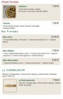 Carte et menu de A la bonne pizza à Cloyes-les-Trois-Rivières — Les pizzas sucrées, formules,...