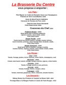 Menu Brasserie du Centre - Les plats, pizzas et desserts