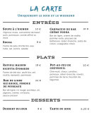 Menu Nikaïa - La carte du soir et du weekend