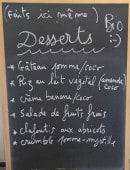 Menu Les Maraîchers - Les desserts 