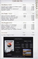 Menu Osaka - Les vins