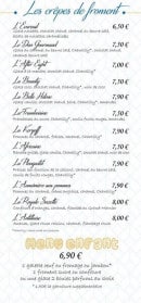 Menu Crêperie De Kergoff - les crêpes 