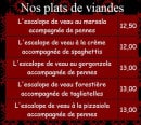 Menu Dom Maurice - Les plats de viandes