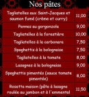 Menu Dom Maurice - Les pâtes