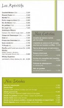 Menu L'Eden Bowl - Les apéritifs, les entrées et salades