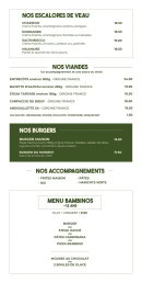 Carte et menu de Le Marco Polo à Quimperle — Viandes, burgers...