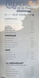 Carte et menu de Crêperie de Saint-Thé à Saint-Thégonnec Loc-Eguiner — Le blé noir