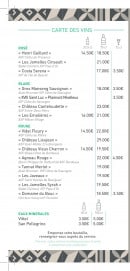 Menu Le Kernic - Les vins