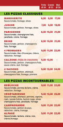 Menu Pizzas d'Or val - Les pizzas classiques, pizzas incontournables