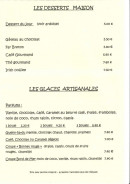 Menu Café de l'Atlantic - Les desserts et glaces