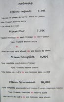 Menu La crêperie la concarne - Menus