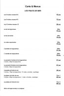 Menu Le belem - Le fruits de mer