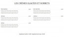 Menu L'alhambra - Les crèmes glacées et sorbets