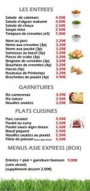 Menu Asie express - Les entrées, garnitures,...