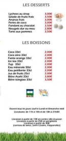 Menu Asie express - Les desserts et boissons