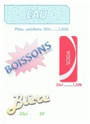 Menu Astoria - Bières, boissons et eaux 